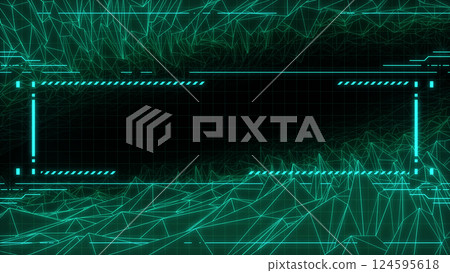 具有多邊形波浪和邊框的網路空間-綠色 124595618