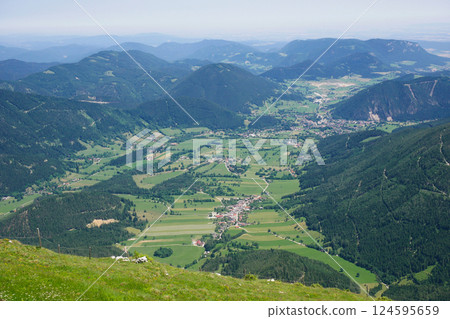 A view of Puchberg am Schneeberg, Austrian Alps. Alpine scenery 124595659