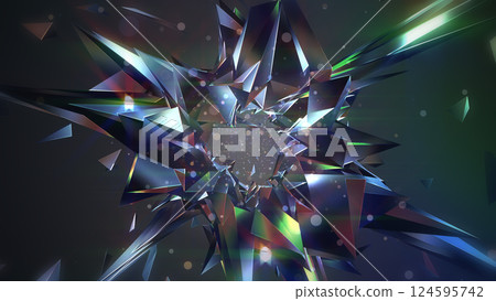 Gemstone-like polygonal ring-shaped object - Black Opal 124595742