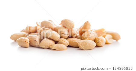 Roasted salted peanuts isolated on white background. Roasted salted peanuts isolated on white background. 124595833