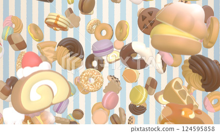 漂浮的糖果-條紋背景 漂浮的糖果-條紋背景 124595858