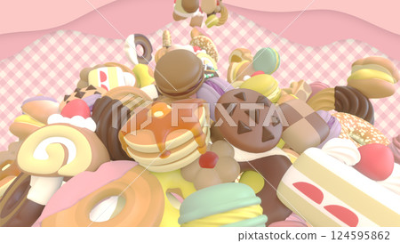 A mountain of sweets piles up 124595862