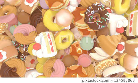 A huge pile of sweets 124595863