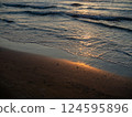 Picturesque summer landscape of sea, coast and beach. Peaceful, calm evening 124595896