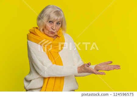 Woman raising hands asking what why reason of failure anti lifehacks ridicules disbelief irritation 124596575