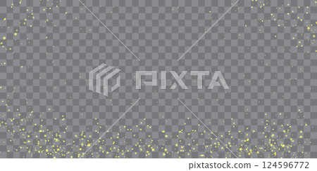 Vector dust sparks and yellow sky stars. Flash shine with special light. Golden sparkles Christmas light effect. Sparkling magical dust particles 124596772