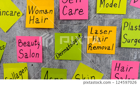 Fashion model never ending to do list for taking care of her body. Importance of skin care to maintain an attractive beauty of woman. The challenges of living beautiful life with routine tasks 124597026
