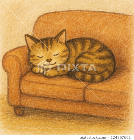 睡覺在長沙發的貓 124597601