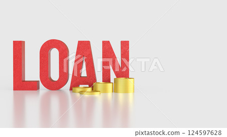 The Red Loan Text and coins for Business concept 3d Rendering. 124597628
