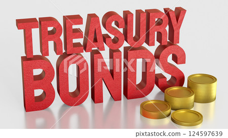 The Red treasury bond and gold coins for Business 3d Rendering. The Red treasury bond and gold coins for Business 3d Rendering. 124597639