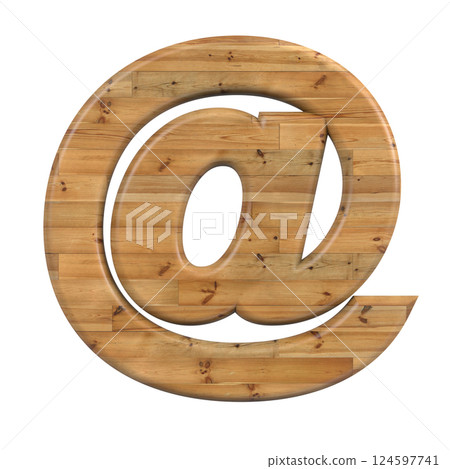 Wood email sign - 3d at sign pine symbol - Suitable for Decoration, nature or wood related subjects 124597741