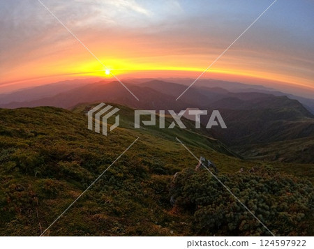 Sunset from the summit of Mt. Ito Sunset from the summit of Mt. Ito 124597922
