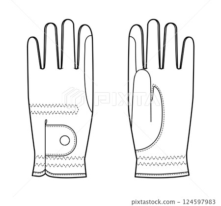 Equestrian Gloves Horse riding Fashion hand accessory clothing technical illustration garment. Vector for Men, women,  124597983