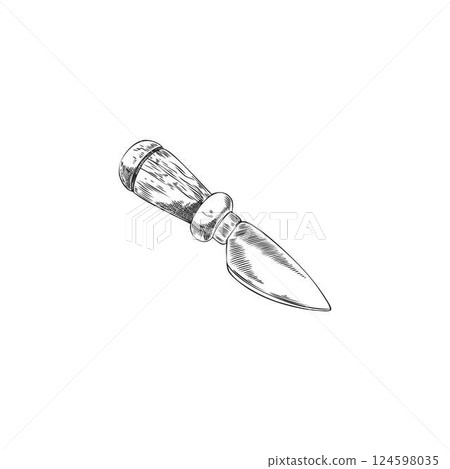 Vector sketch of kitchen knife with wooden handle, hand drawn illustration. Vector sketch of kitchen knife with wooden handle, hand drawn illustration. 124598035