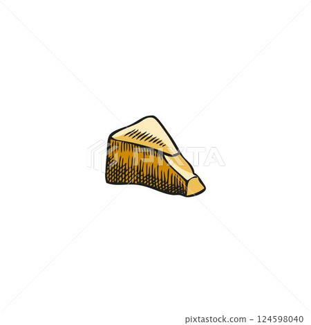 Vector watercolor illustration of a piece of cheese, colored hand sketch. 124598040