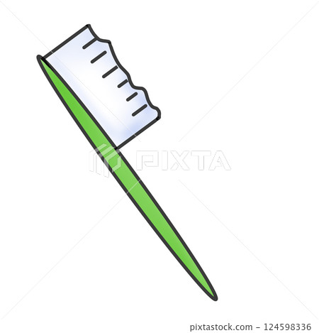 Hand-drawn toothbrush illustration (green) Simple and easy-to-use design 124598336