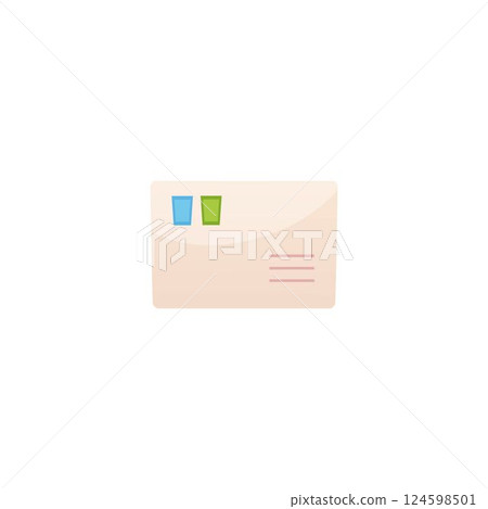 Vector illustration of a postal paper envelope with stamps and empty fields for an address. Vector illustration of a postal paper envelope with stamps and empty fields for an address. 124598501