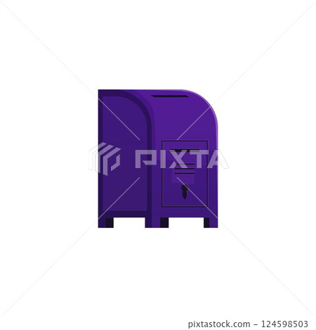 Vector illustration of purple mailbox on legs in cartoon flat style. 124598503