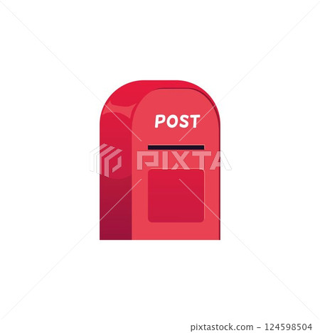Vector illustration of red mailbox with letter slot and lettering. Vector illustration of red mailbox with letter slot and lettering. 124598504