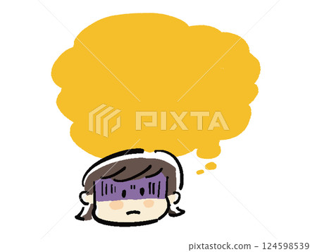 Hand-drawn illustration of a girl with a pale face in a speech bubble frame Hand-drawn illustration of a girl with a pale face in a speech bubble frame 124598539