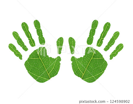Handprint as Green leaf Texture. co2 symbol isolated on White Background. Reduce CO2 emission concept.Clean and friendly environment without carbon dioxide emissions.With clipping path. Handprint as Green leaf Texture. co2 symbol isolated on White Background. Reduce CO2 emission concept.Clean and friendly environment without carbon dioxide emissions.With clipping path. 124598902