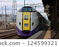 Kiha 261 series Hokuto express train parked at Higashimuroran Station 124599321