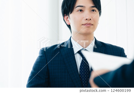 Businessman getting nervous during an interview 124600199