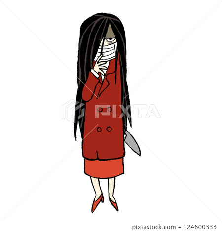 Illustration of a woman with a slit mouth Illustration of a woman with a slit mouth 124600333