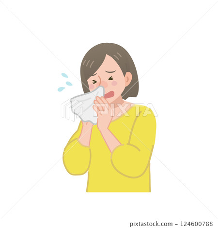 Woman blowing her nose 124600788