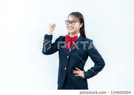 High school girl wearing glasses 124600884