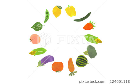 Cute vegetable illustration wreath 124601118