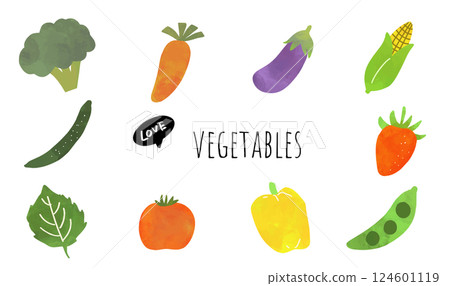 Cute vegetable illustration set 124601119
