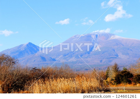 十二月的淺間山、信州山脈、信州自然 124601261