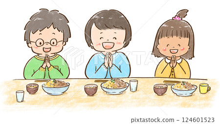 Children eating a meal 124601523