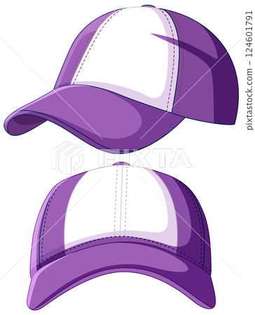 Purple and White Baseball Cap Vector Illustration 124601791