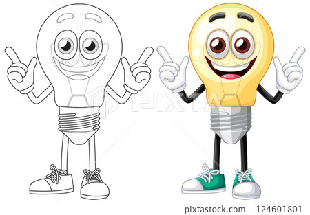 Cheerful Light Bulb Character Illustration 124601801
