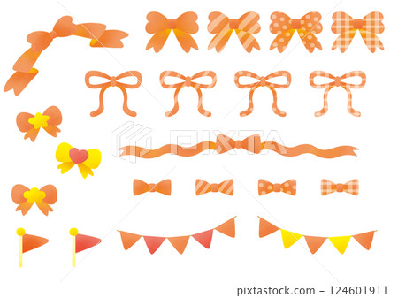 Ribbon and flag set_Orange 124601911