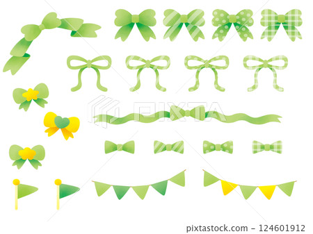 絲帶和旗幟套裝_黃綠色 絲帶和旗幟套裝_黃綠色 124601912