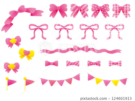 Ribbon and flag set_pink 124601913