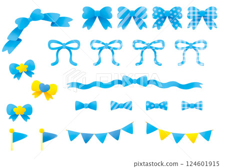 Ribbon and flag set_light blue 124601915