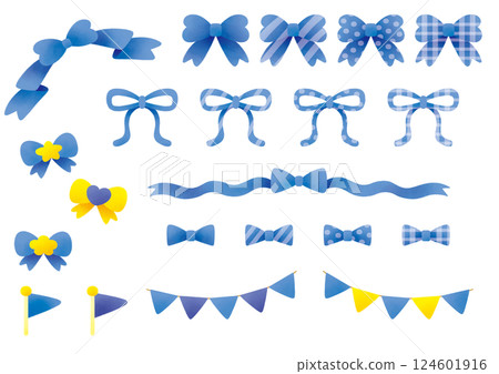 絲帶和旗幟套裝_藍色 124601916