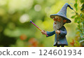 Whimsical Garden Gnome Figurine with Magic Wand Outdoor Decor 124601934