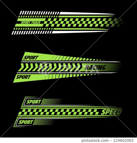 Angled green checkered patterns text 124602002