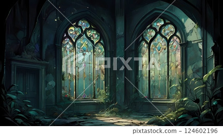 Game Background: Ruined Palace Cobblestone Indoor Plant Garden Background Game Background: Ruined Palace Cobblestone Indoor Plant Garden Background 124602196