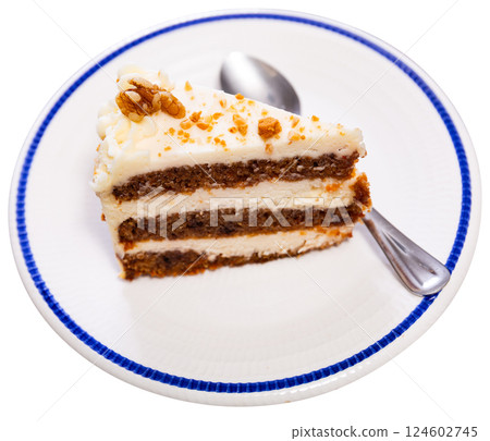 Piece of carrot cake served for dessert Piece of carrot cake served for dessert 124602745