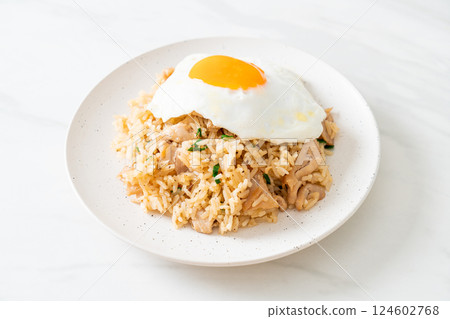 fried rice with pork and fried egg in Japanese style fried rice with pork and fried egg in Japanese style 124602768