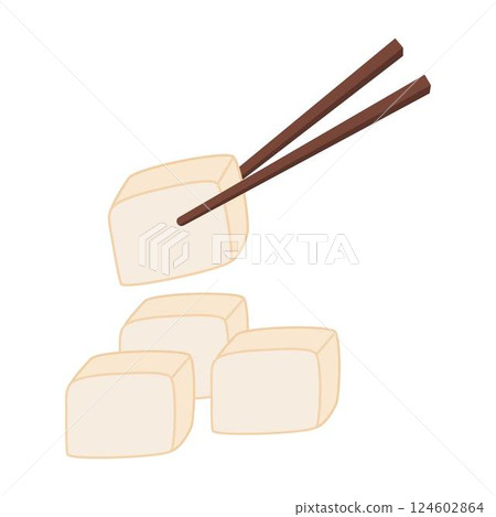 Composition of sliced tofu. Vegan organic soy 124602864