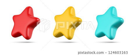 3d glossy star icons isolated. Vector illustration 124603163
