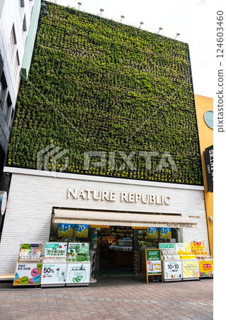 Nature Republic on Myeongdong Street, blue spring sky, Seoul, Korea Nature Republic on Myeongdong Street, blue spring sky, Seoul, Korea 124603460
