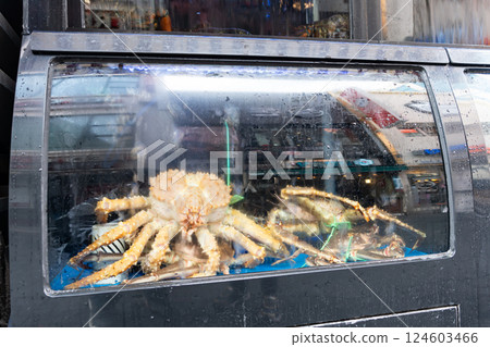 Crab at a restaurant near Euljiroig Station, Myeongdong, Seoul, Korea Crab at a restaurant near Euljiroig Station, Myeongdong, Seoul, Korea 124603466